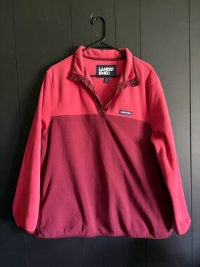 Lands' End Two-Tone Rose and Burgundy Pullover Fleece womens 1X